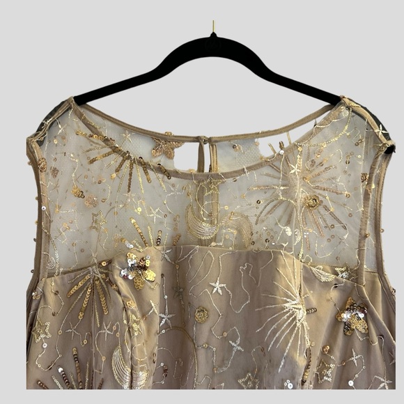 Torrid Women's Tank Top 6X Sparkly Champaign Rose Gold Mesh Overlay Lined - Picture 5 of 16
